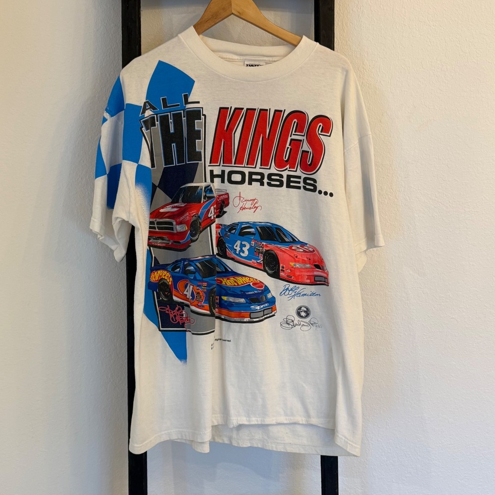 Vintage 90s Nascar Racing T Shirt ALL THE KINGS HORSES MEN 2XL‎ Tultex
